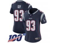 #93 Limited Lawrence Guy Navy Blue Football Home Women's Jersey New England Patriots Vapor Untouchable 100th Season