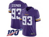 #93 Limited Shamar Stephen Purple Football Home Men's Jersey Minnesota Vikings Vapor Untouchable 100th Season