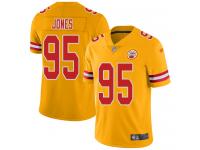 #95 Limited Chris Jones Gold Football Men's Jersey Kansas City Chiefs Inverted Legend Vapor Rush