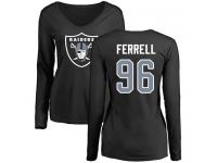 #96 Clelin Ferrell Olive Football Name & Number Logo Women's Oakland Raiders Long Sleeve T-Shirt