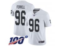 #96 Limited Clelin Ferrell White Football Road Youth Jersey Oakland Raiders Vapor Untouchable 100th Season