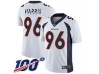 #96 Limited Shelby Harris White Football Road Men's Jersey Denver Broncos Vapor Untouchable 100th Season