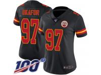 #97 Limited Alex Okafor Black Football Women's Jersey Kansas City Chiefs Rush Vapor Untouchable 100th Season