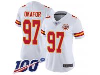 #97 Limited Alex Okafor White Football Road Women's Jersey Kansas City Chiefs Vapor Untouchable 100th Season
