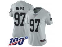 #97 Limited Josh Mauro Silver Football Women's Jersey Oakland Raiders Inverted Legend 100th Season