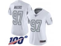 #97 Limited Josh Mauro White Football Women's Jersey Oakland Raiders Rush Vapor Untouchable 100th Season
