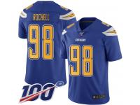 #98 Limited Isaac Rochell Electric Blue Football Youth Jersey Los Angeles Chargers Rush Vapor Untouchable 100th Season