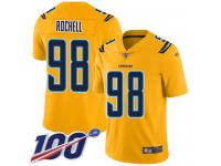 #98 Limited Isaac Rochell Gold Football Youth Jersey Los Angeles Chargers Inverted Legend 100th Season