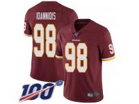 #98 Limited Matt Ioannidis Burgundy Red Football Home Men's Jersey Washington Redskins Vapor Untouchable 100th Season