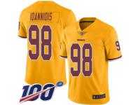 #98 Limited Matt Ioannidis Gold Football Men's Jersey Washington Redskins Rush Vapor Untouchable 100th Season
