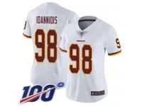 #98 Limited Matt Ioannidis White Football Road Women's Jersey Washington Redskins Vapor Untouchable 100th Season