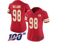 #98 Limited Xavier Williams Red Football Home Women's Jersey Kansas City Chiefs Vapor Untouchable 100th Season