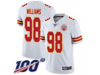 #98 Limited Xavier Williams White Football Road Men's Jersey Kansas City Chiefs Vapor Untouchable 100th Season