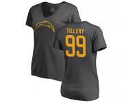 #99 Jerry Tillery Ash Football One Color Women's Los Angeles Chargers T-Shirt