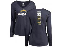 #99 Jerry Tillery Navy Blue Football Backer Women's Los Angeles Chargers Long Sleeve T-Shirt