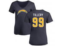 #99 Jerry Tillery Navy Blue Football Name & Number Logo Women's Los Angeles Chargers T-Shirt