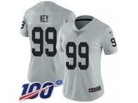 #99 Limited Arden Key Silver Football Women's Jersey Oakland Raiders Inverted Legend 100th Season