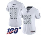 #99 Limited Arden Key White Football Women's Jersey Oakland Raiders Rush Vapor Untouchable 100th Season