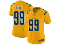 #99 Limited Jerry Tillery Gold Football Women's Jersey Los Angeles Chargers Inverted Legend