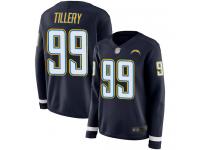 #99 Limited Jerry Tillery Navy Blue Football Women's Jersey Los Angeles Chargers Therma Long Sleeve