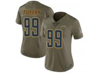 #99 Limited Jerry Tillery Olive Football Women's Jersey Los Angeles Chargers 2017 Salute to Service