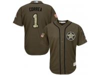 Astros #1 Carlos Correa Green Salute to Service Stitched Baseball Jersey