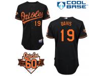 Black Chris Davis Youth #19 Majestic MLB Baltimore Orioles Cool Base Alternate Jersey