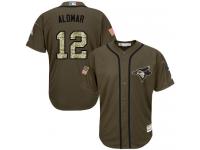 Blue Jays #12 Roberto Alomar Green Salute to Service Stitched Baseball Jersey