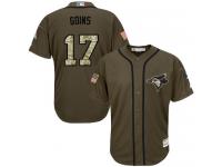 Blue Jays #17 Ryan Goins Green Salute to Service Stitched Baseball Jersey