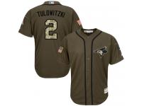 Blue Jays #2 Troy Tulowitzki Green Salute to Service Stitched Baseball Jersey