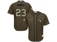 Blue Jays #23 Dalton Pompey Green Salute to Service Stitched Baseball Jersey