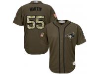 Blue Jays #55 Russell Martin Green Salute to Service Stitched Baseball Jersey