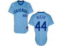 Blue Throwback Anthony Rizzo Men #44 Majestic MLB Chicago Cubs Cooperstown Jersey