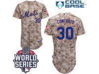 Camo Michael Conforto Men #30 Majestic MLB New York Mets 2015 World Series Cool Base Alternate Jersey
