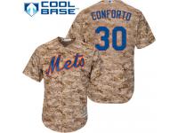 Camo Michael Conforto Men #30 Majestic MLB New York Mets Cool Base Alternate Jersey