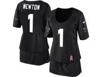 Carolina Panthers Cam Newton Women's Jersey - Black Breast Cancer Awareness Nike NFL #1 Game