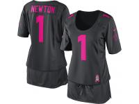 Carolina Panthers Cam Newton Women's Jersey - Dark Grey Breast Cancer Awareness Nike NFL #1 Game