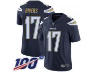 Chargers #17 Philip Rivers Navy Blue Team Color Youth Stitched Football 100th Season Vapor Limited Jersey