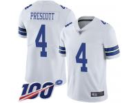 Cowboys #4 Dak Prescott White Men's Stitched Football 100th Season Vapor Limited Jersey