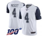 Cowboys #4 Dak Prescott White Men's Stitched Football Limited Rush 100th Season Jersey