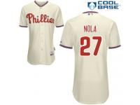 Cream Aaron Nola Men #27 Majestic MLB Philadelphia Phillies Cool Base Alternate Jersey