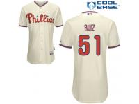 Cream Carlos Ruiz Men #51 Majestic MLB Philadelphia Phillies Cool Base Alternate Jersey
