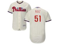 Cream Carlos Ruiz Men #51 Majestic MLB Philadelphia Phillies Flexbase Collection Jersey