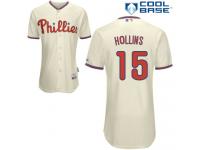 Cream Dave Hollins Men #15 Majestic MLB Philadelphia Phillies Cool Base Alternate Jersey