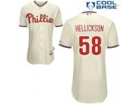 Cream Jeremy Hellickson Men #58 Majestic MLB Philadelphia Phillies Cool Base Alternate Jersey