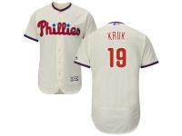 Cream John Kruk Men #19 Majestic MLB Philadelphia Phillies Flexbase Collection Jersey