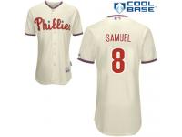 Cream Juan Samuel Men #8 Majestic MLB Philadelphia Phillies Cool Base Alternate Jersey