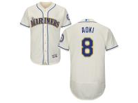 Cream Norichika Aoki Men #8 Majestic MLB Seattle Mariners Flexbase Collection Jersey