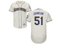 Cream Randy Johnson Men #51 Majestic MLB Seattle Mariners Flexbase Collection Jersey