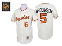 Cream Throwback Brooks Robinson Men #5 Mitchell And Ness MLB Baltimore Orioles Jersey